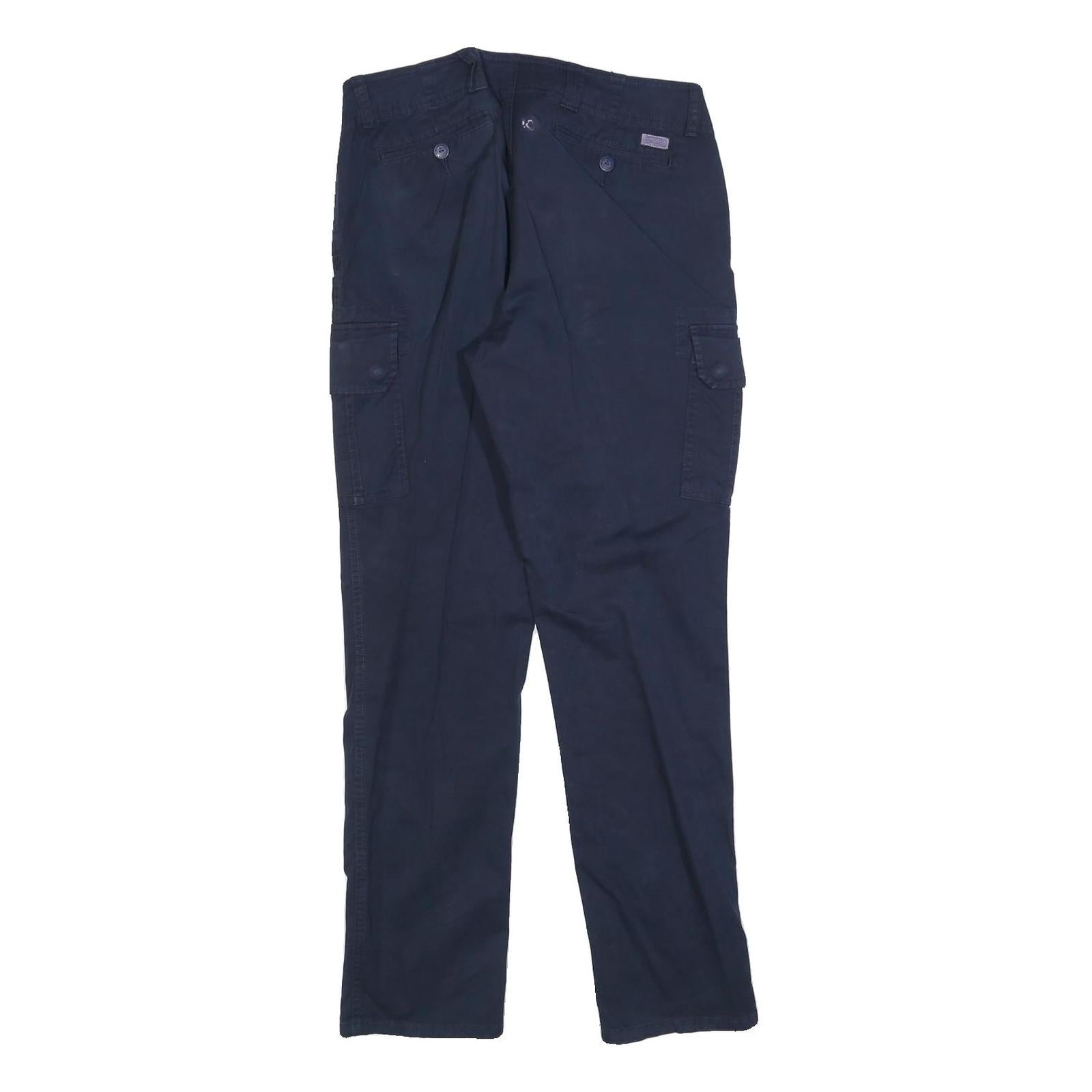 LAUREN RALPH LAUREN Womens Cotton Blend Navy Slim Cargo Trousers W32 L30 Casual