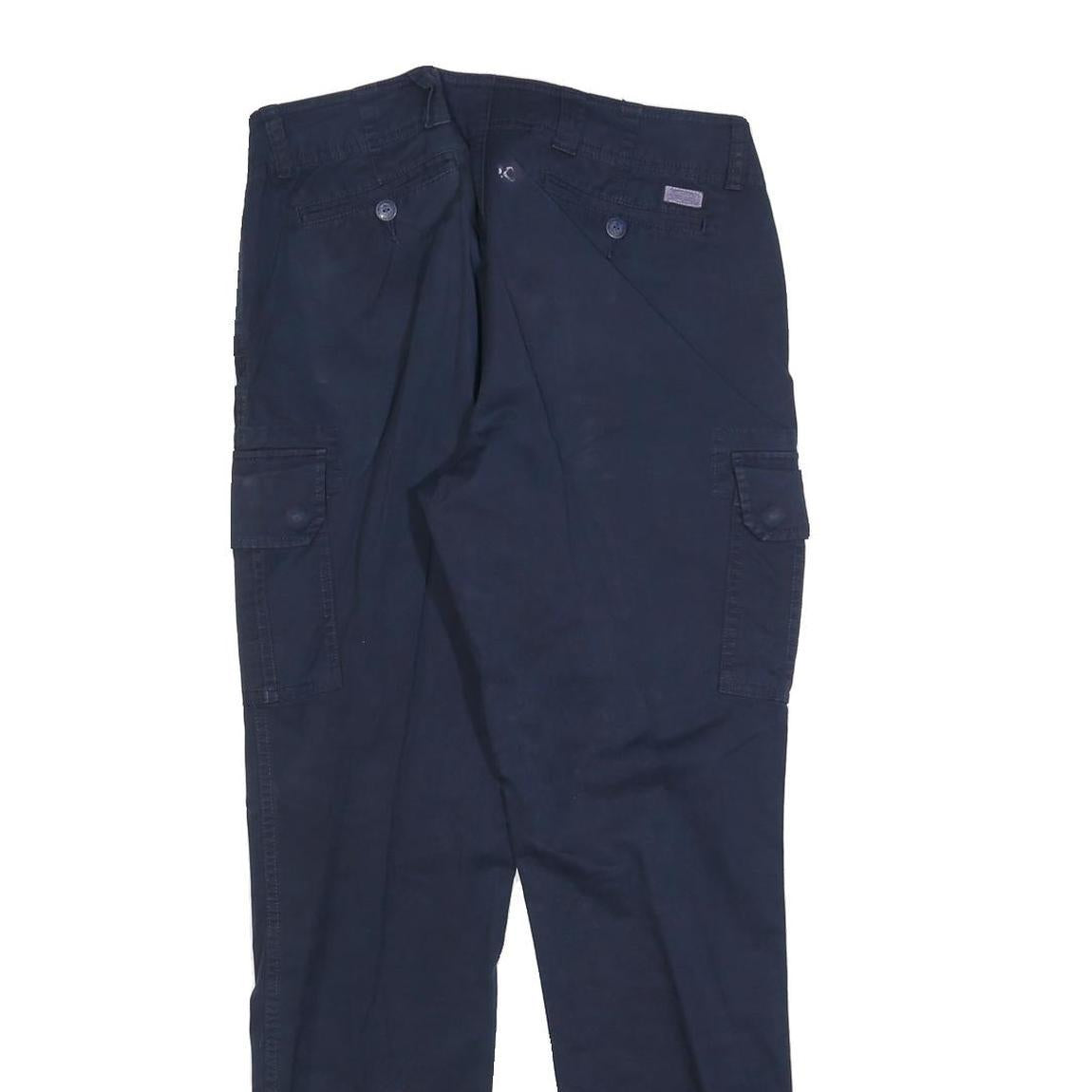 LAUREN RALPH LAUREN Womens Cotton Blend Navy Slim Cargo Trousers W32 L30 Casual