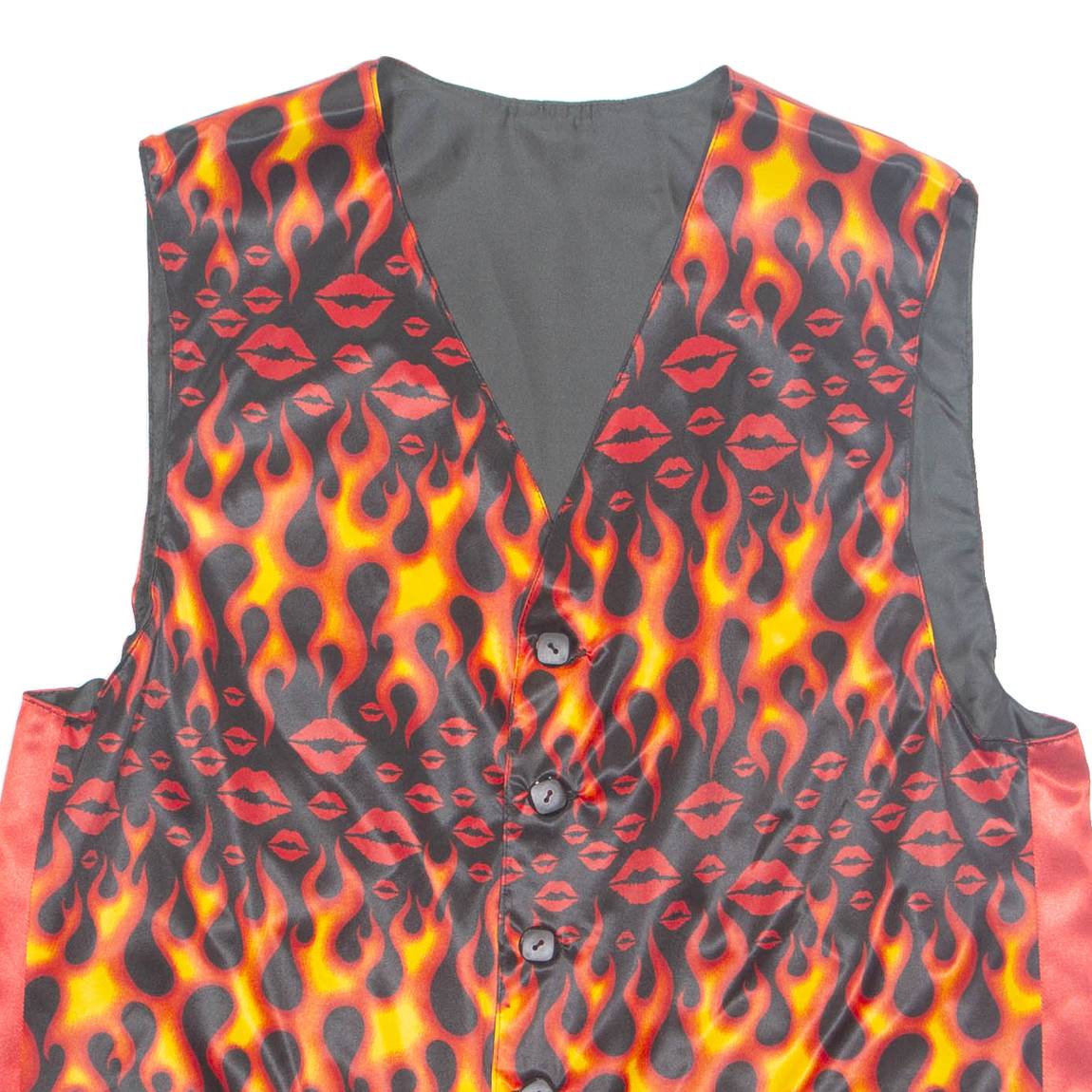 Fire And Kisses Womens Printed Waistcoat Red V-Neck Sleeveless XL