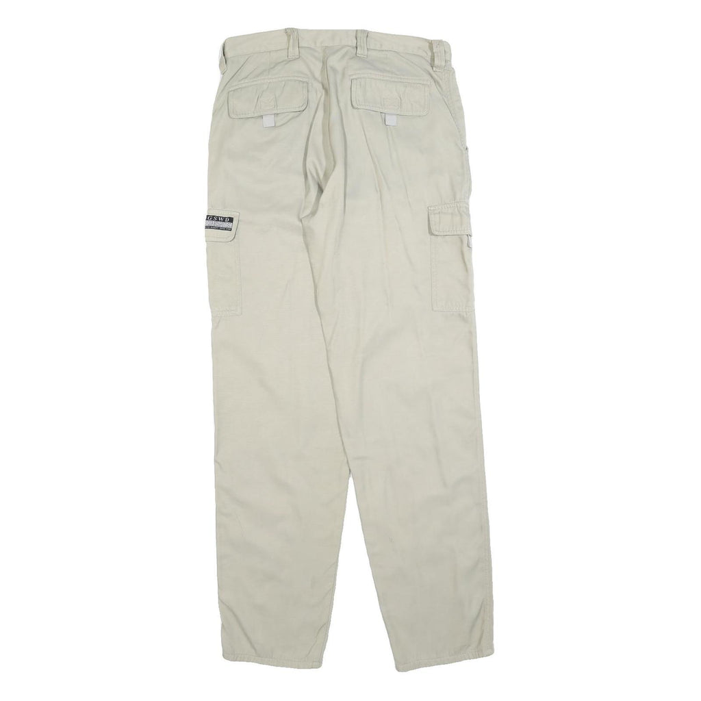 GSWD Mens Relaxed Beige Cargo Cotton Blend Trousers W32 L34 Casual Utility