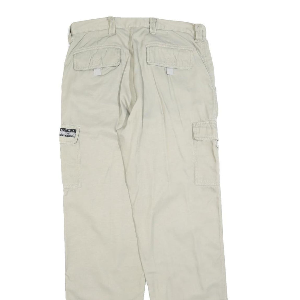 GSWD Mens Relaxed Beige Cargo Cotton Blend Trousers W32 L34 Casual Utility
