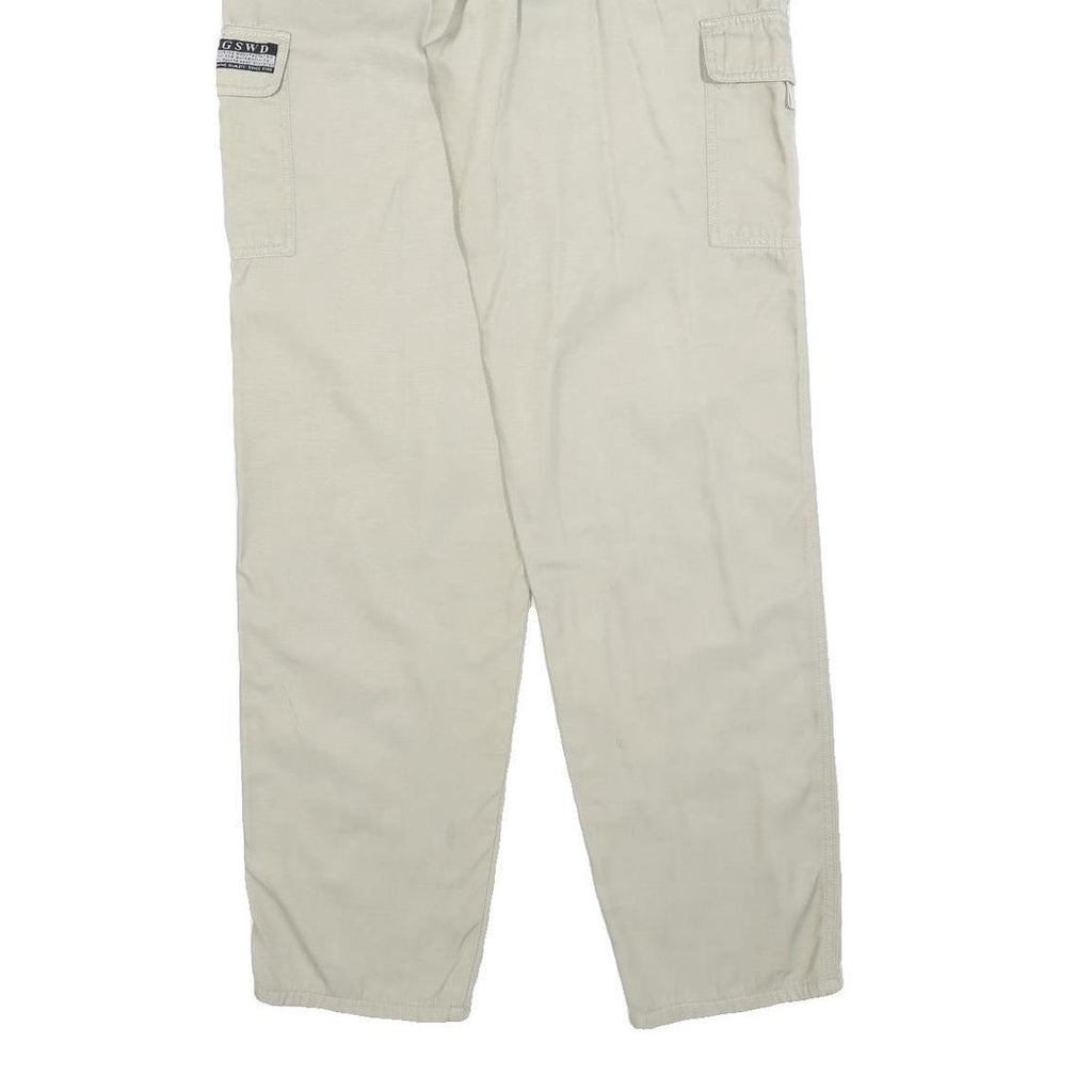 GSWD Mens Relaxed Beige Cargo Cotton Blend Trousers W32 L34 Casual Utility