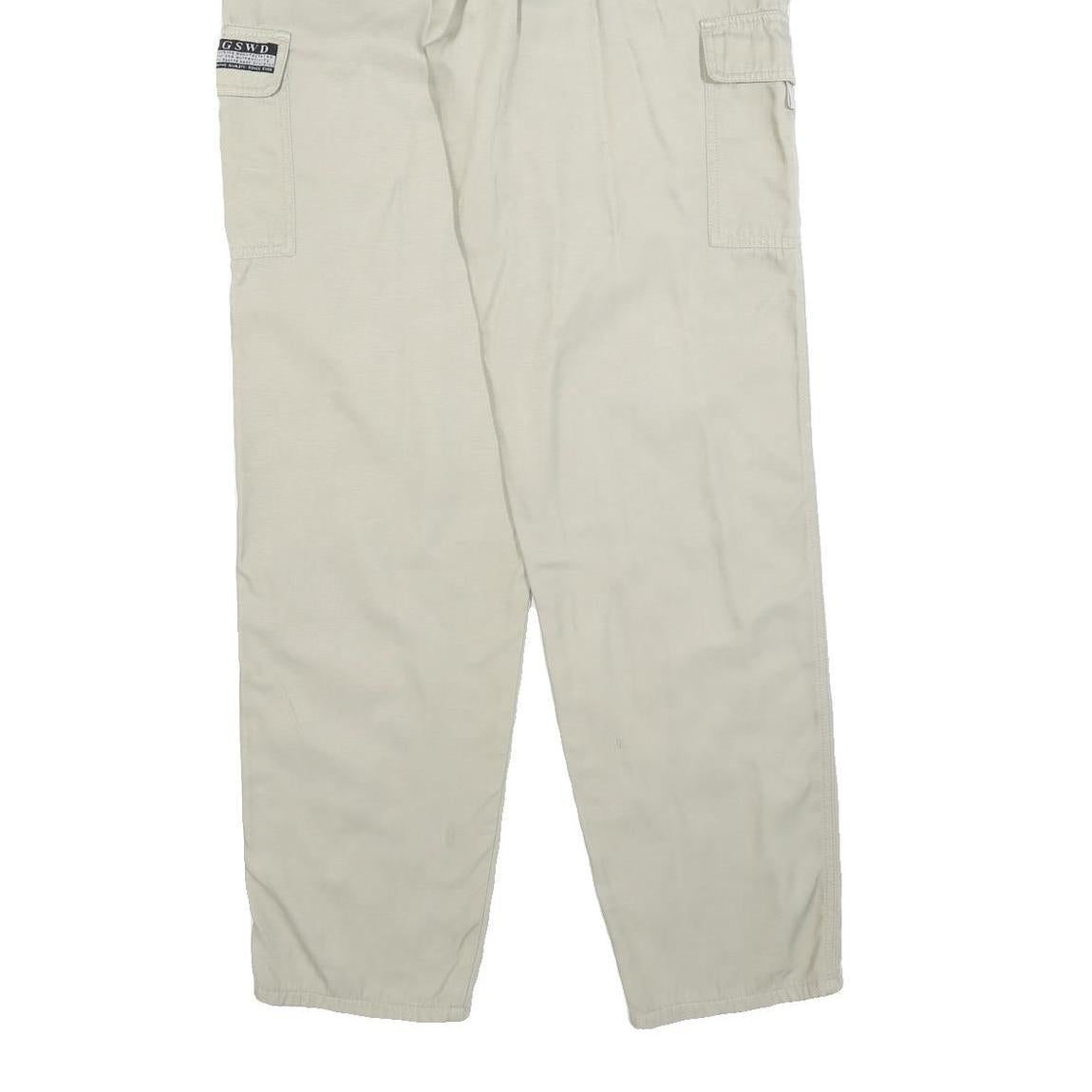 GSWD Mens Relaxed Beige Cargo Cotton Blend Trousers W32 L34 Casual Utility