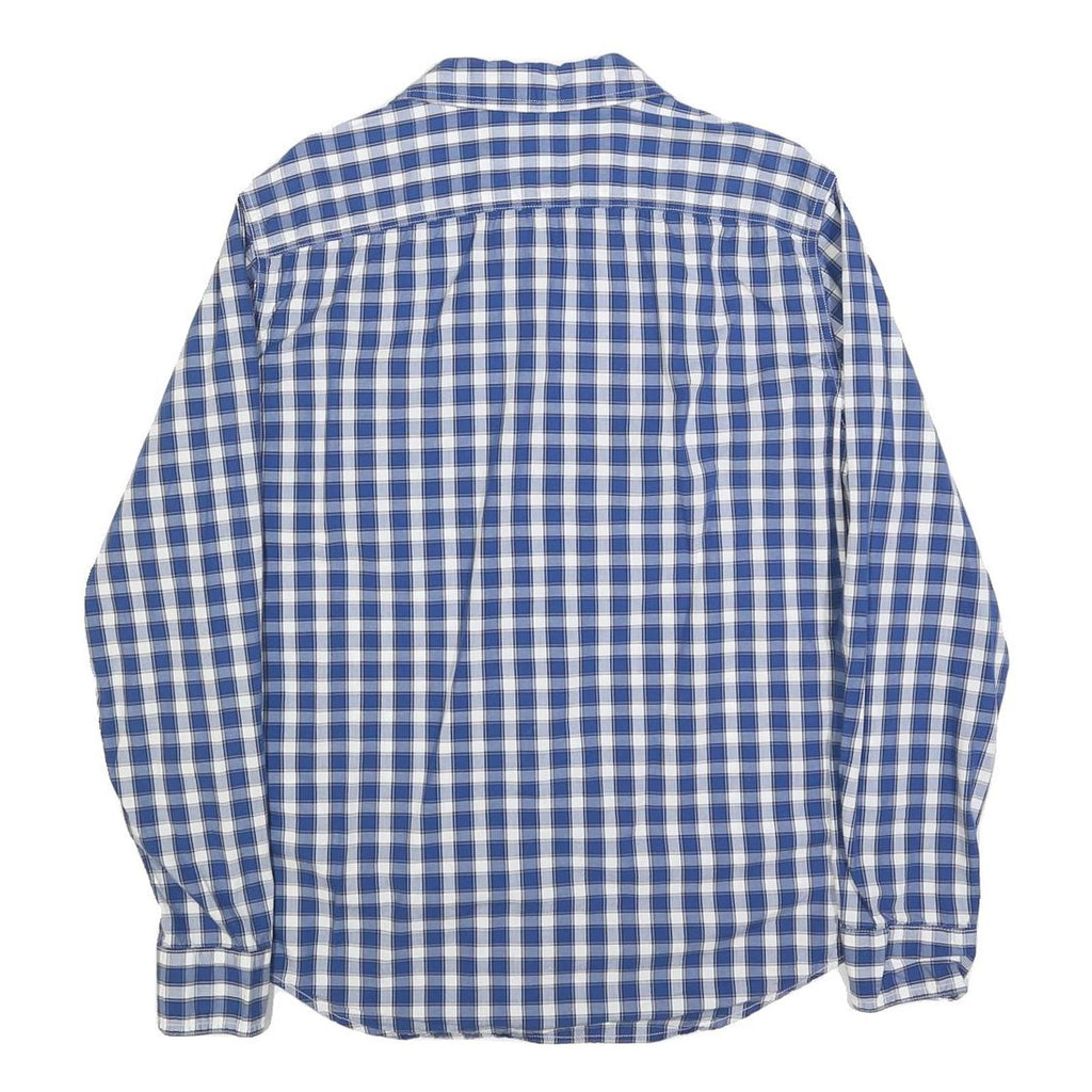 LEVI'S Mens Blue & White Checked Shirt M Cotton Blend Casual Long Sleeve Button