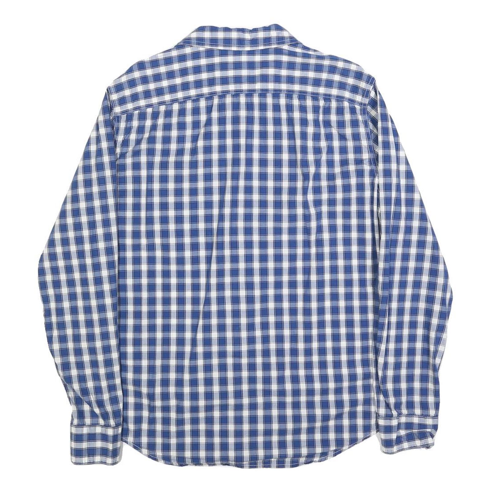 LEVI'S Mens Blue & White Checked Shirt M Cotton Blend Casual Long Sleeve Button