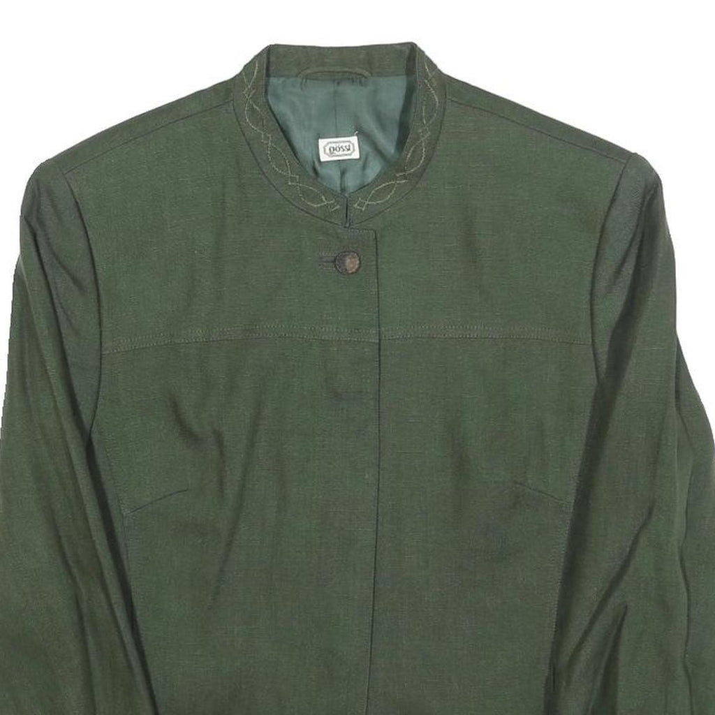 GOSSL Womens Green Button Jacket M Woven Plain Classic Relaxed