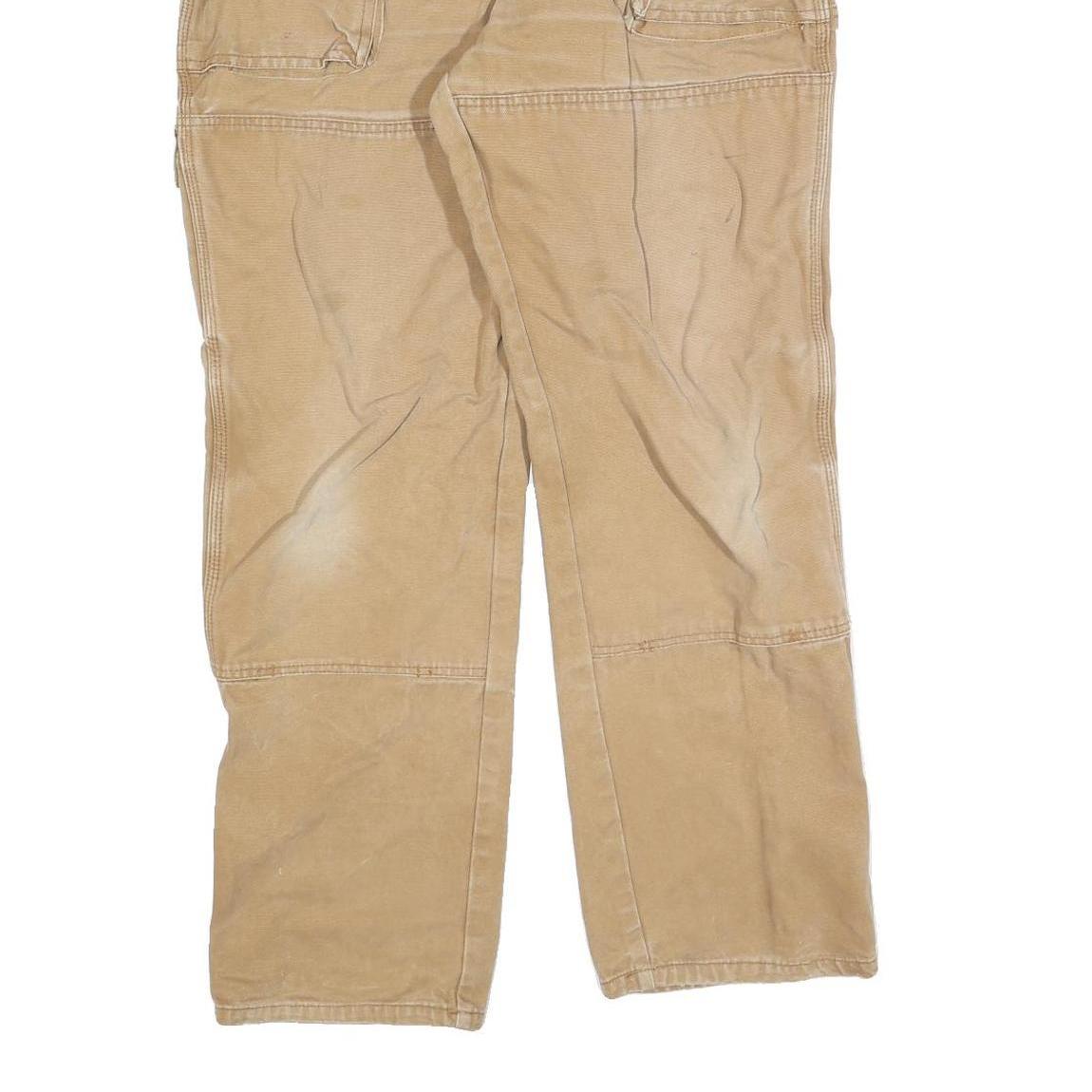 DICKIES Mens Regular Fit Beige Cotton Blend Denim Workwear Jeans W36 L32 Zip