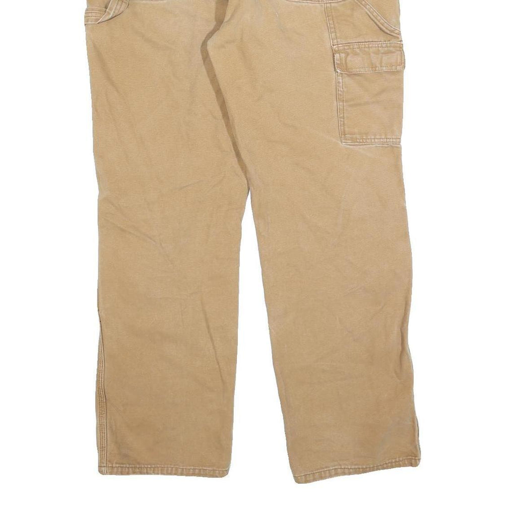 DICKIES Mens Regular Fit Beige Cotton Blend Denim Workwear Jeans W36 L32 Zip