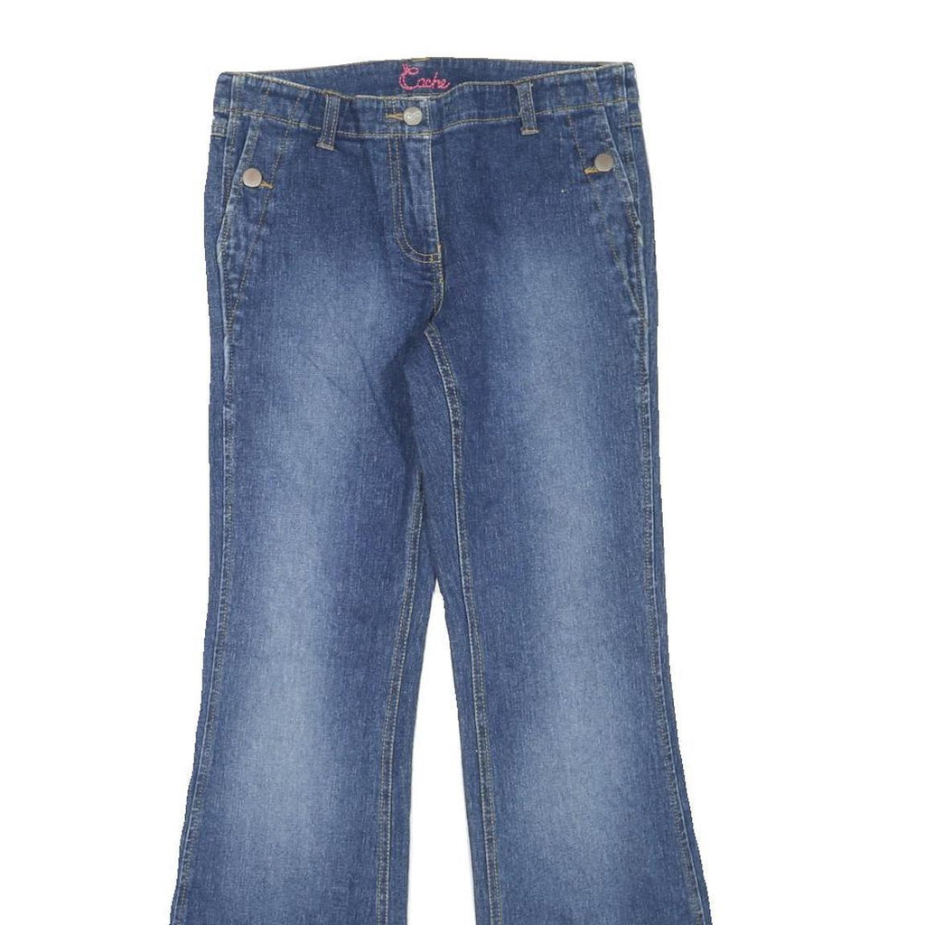 CACHE Womens Blue Regular Flared Denim Light W28 L30 Jeans Button Zip