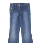 CACHE Womens Blue Regular Flared Denim Light W28 L30 Jeans Button Zip