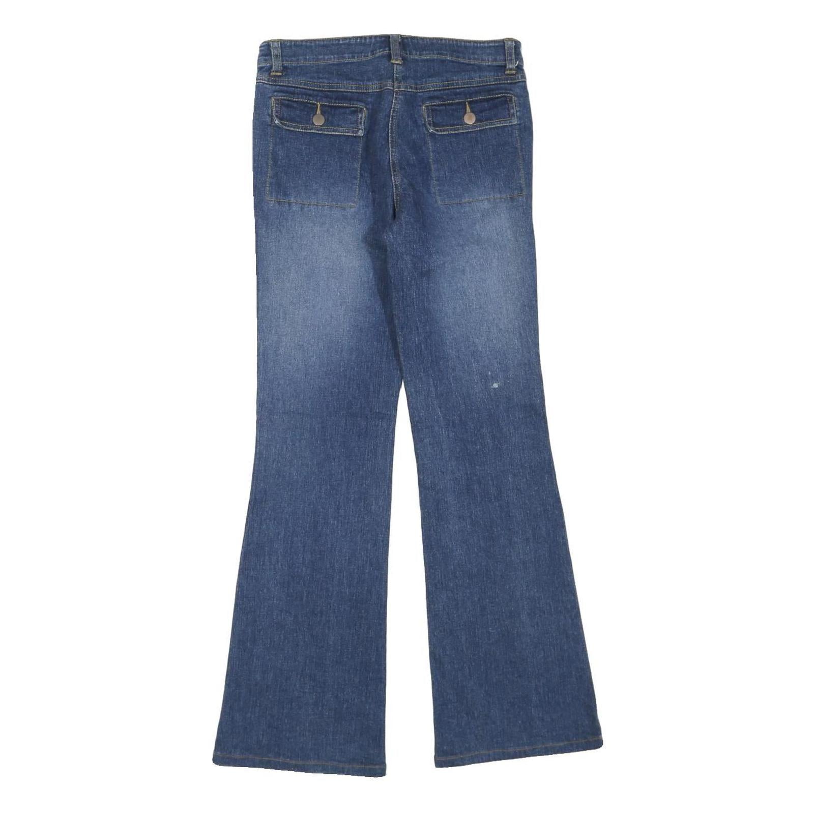 CACHE Womens Blue Regular Flared Denim Light W28 L30 Jeans Button Zip