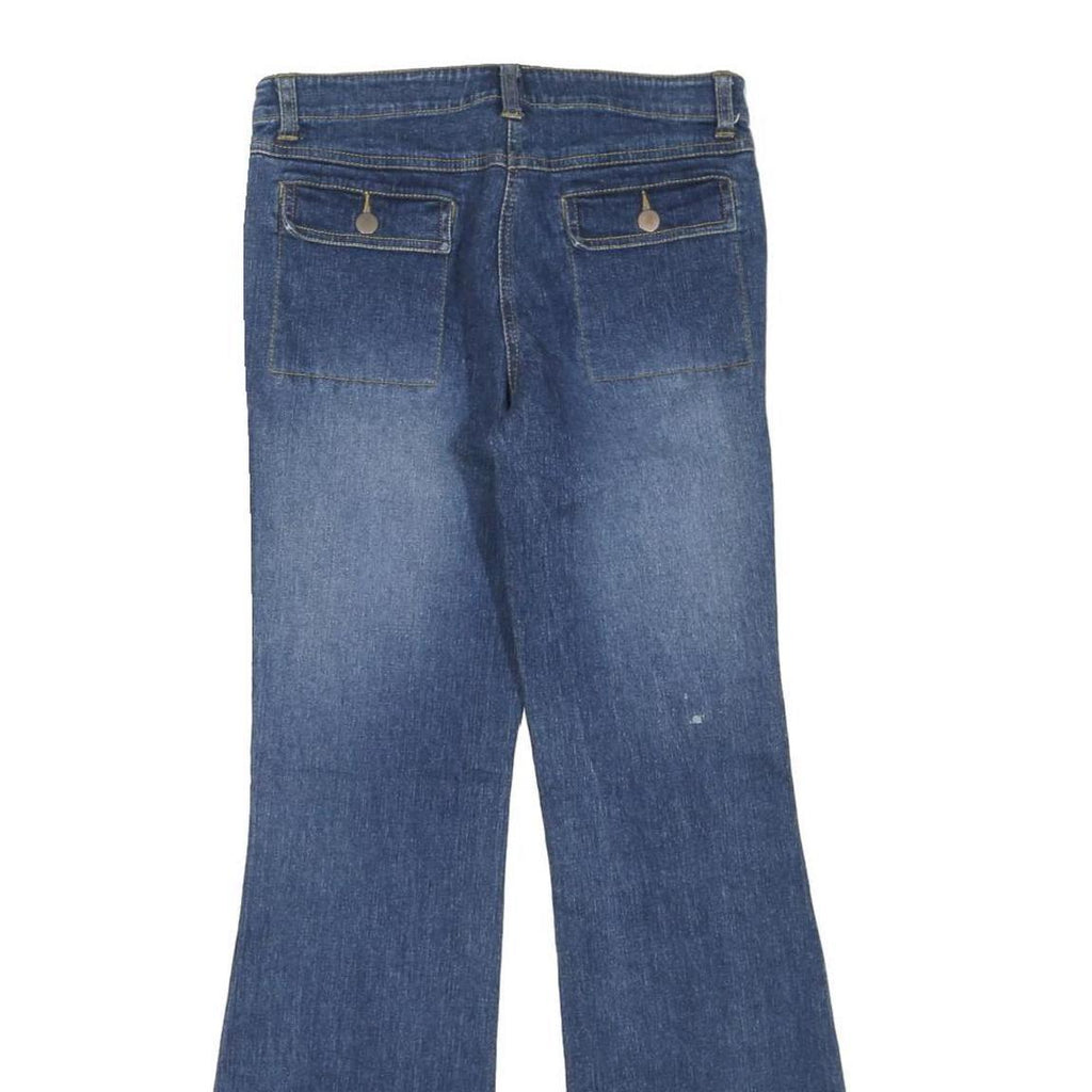 CACHE Womens Blue Regular Flared Denim Light W28 L30 Jeans Button Zip