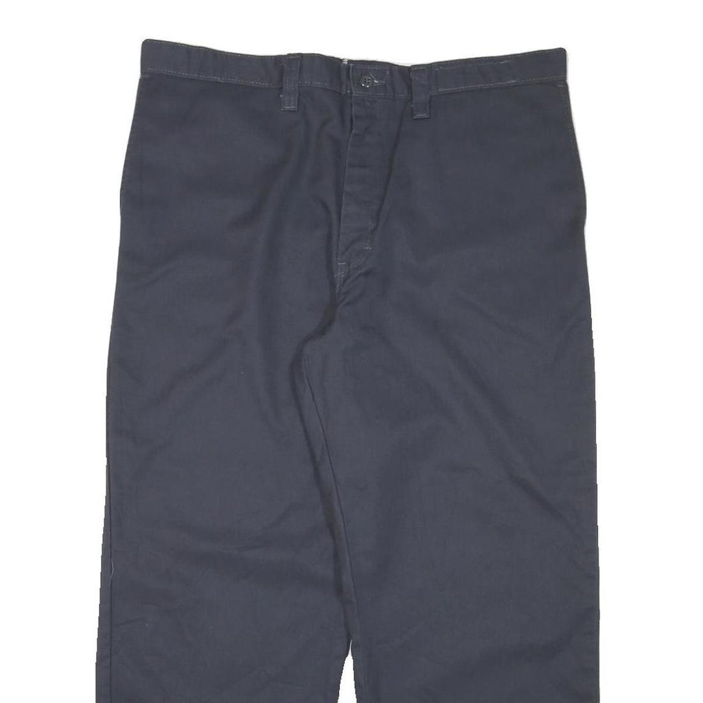 DICKIES Mens Regular Navy Blue Cotton Blend Zip Trousers W32 L28 Workwear