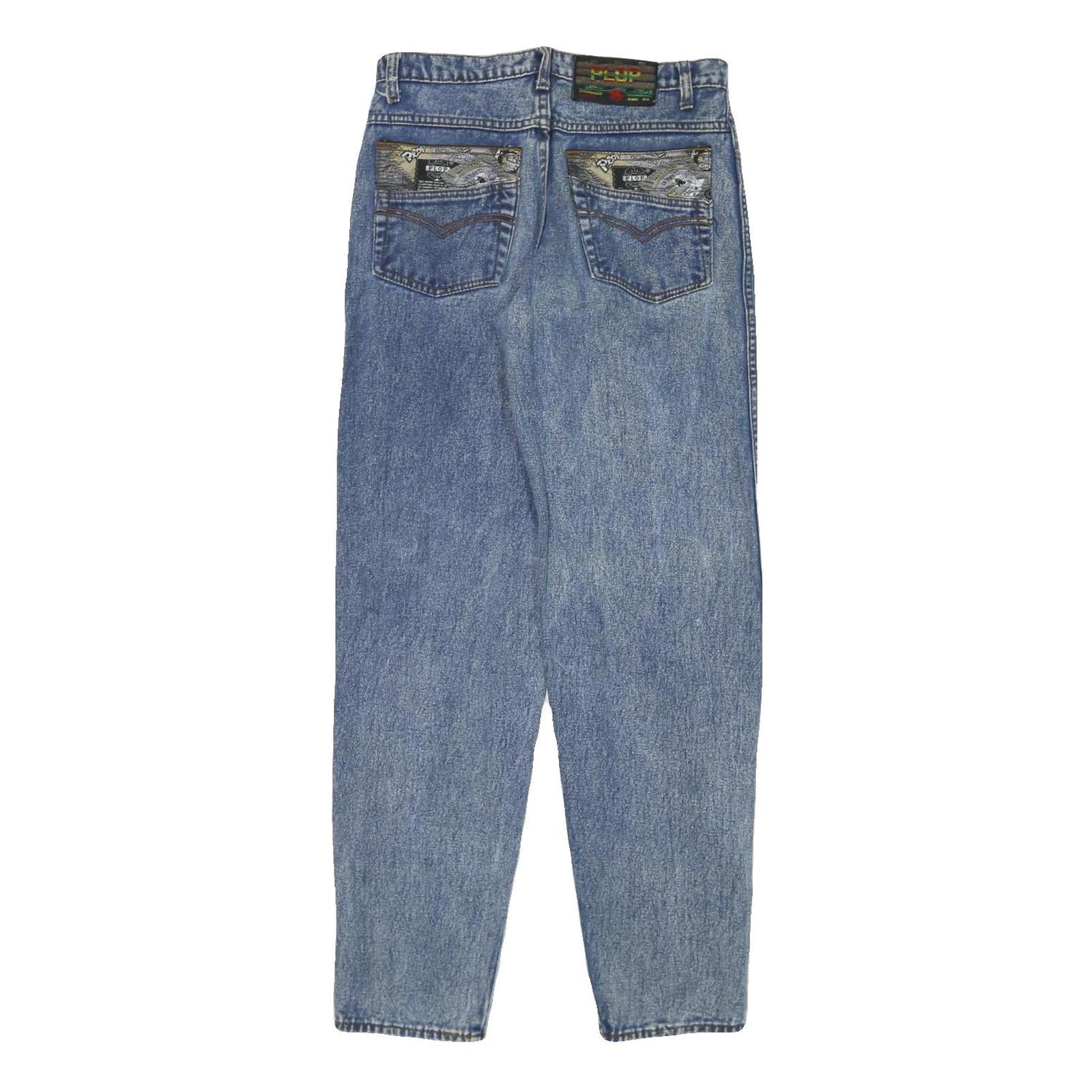 PLOP Womens Relaxed Blue Denim Medium W28 L31 Casual Cotton Blend Zip Jeans