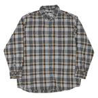 DULUTH Mens Grey & Brown Checked Cotton Blend Shirt L Button Down Casual Long
