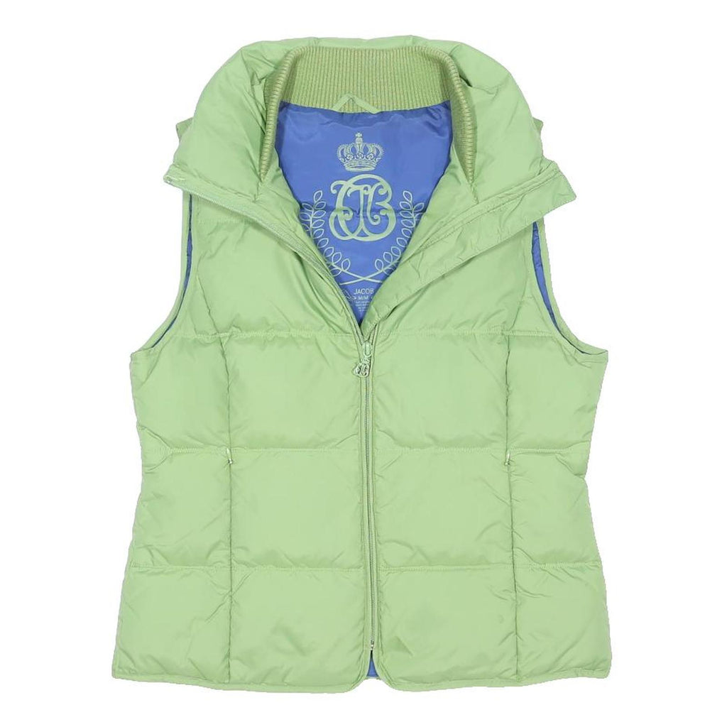 JACOB Womens Green Puffer Vest M Polyester Lightweight Zip Up Casual Outerwear