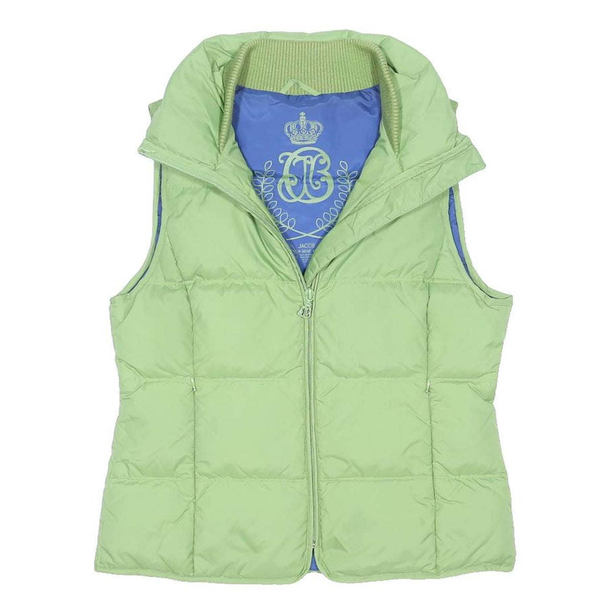 JACOB Womens Green Puffer Vest M Polyester Lightweight Zip Up Casual Outerwear