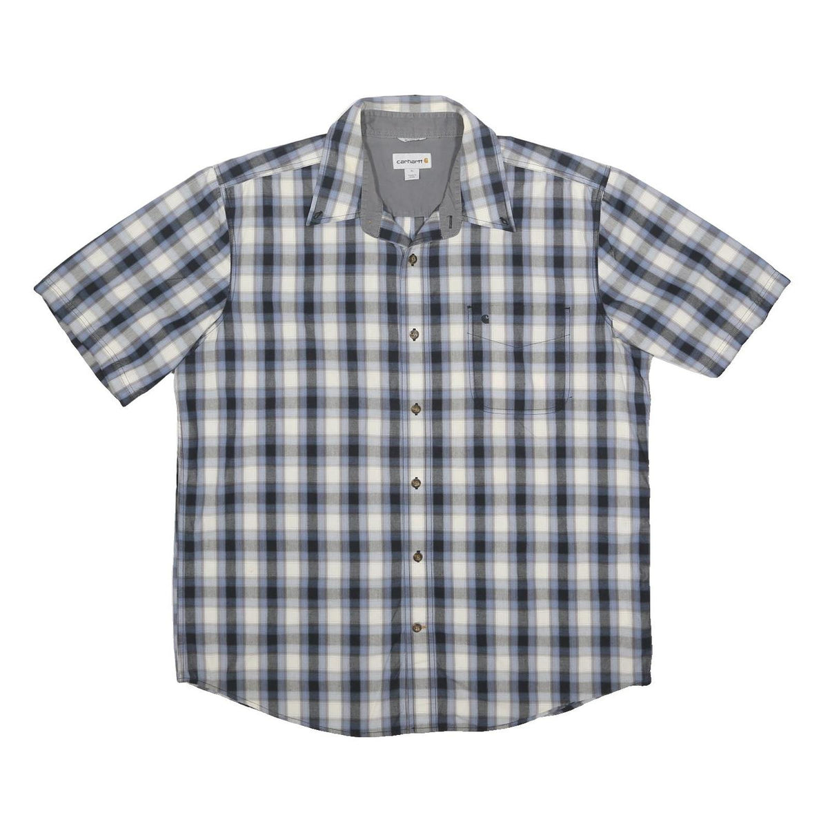 CARHARTT Mens Blue & Grey Check Shirt XL Cotton Blend Casual Workwear