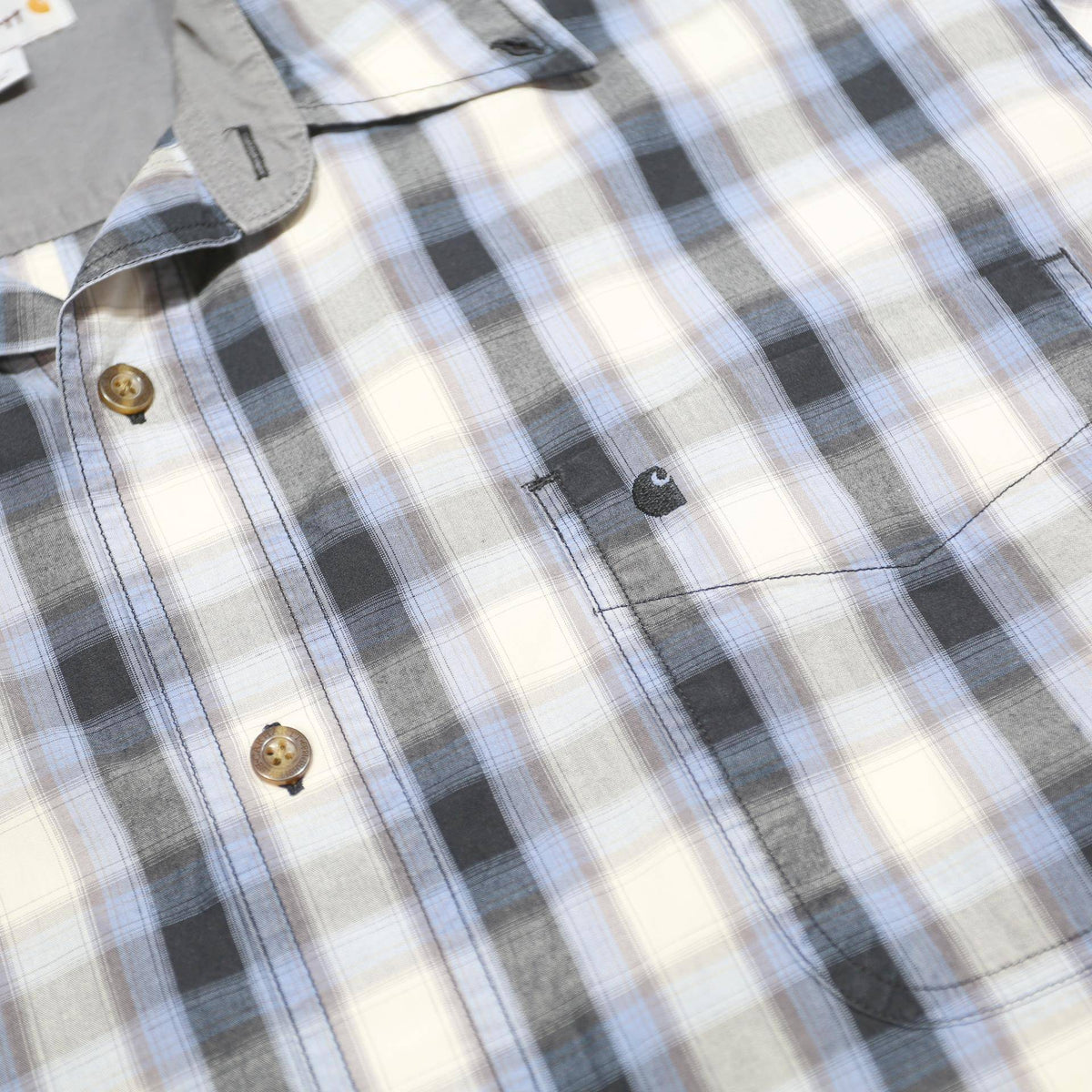 CARHARTT Mens Blue & Grey Check Shirt XL Cotton Blend Casual Workwear