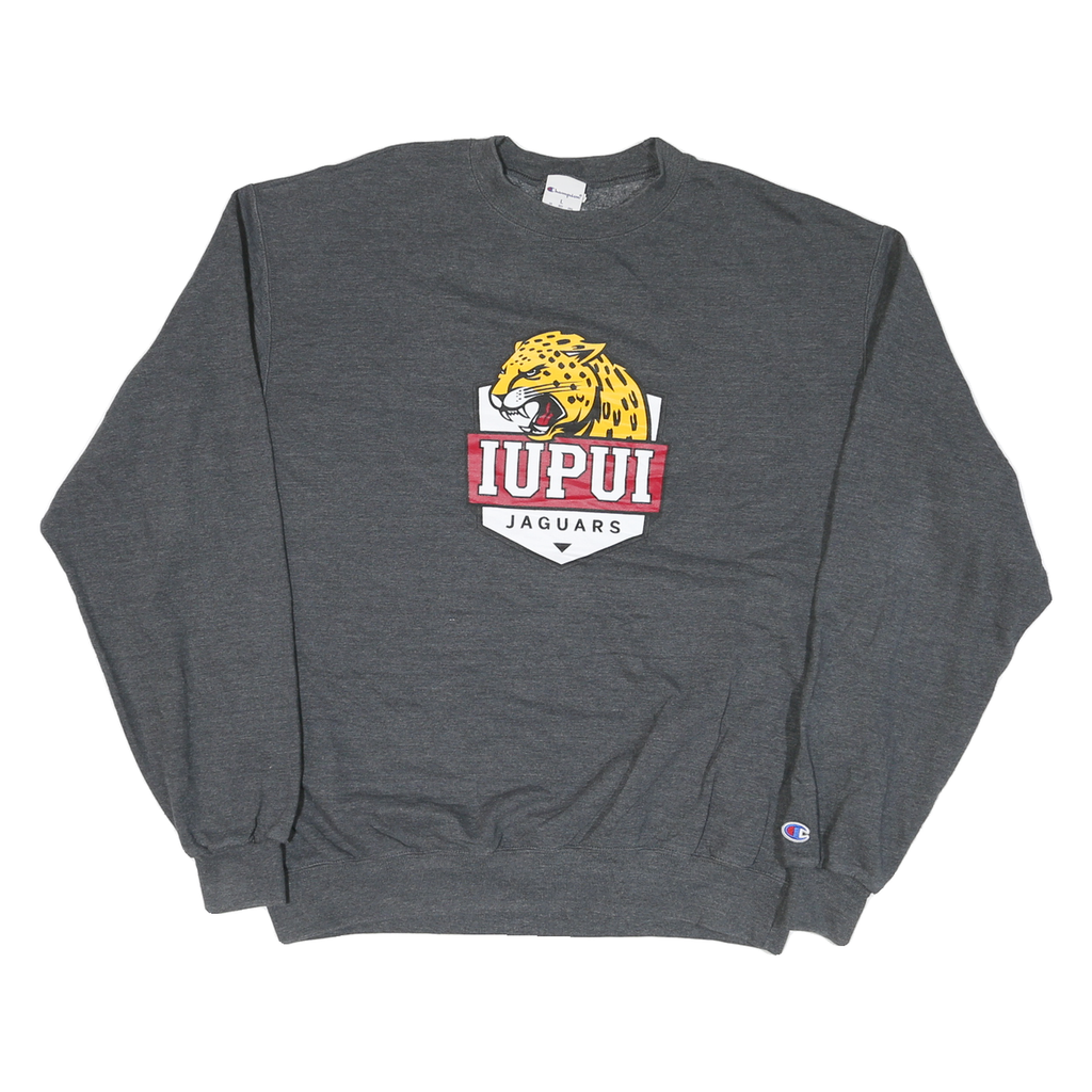 CHAMPION Mens Grey IUPUI Jaguars Crew Neck L Cotton Sweatshirt Pullover