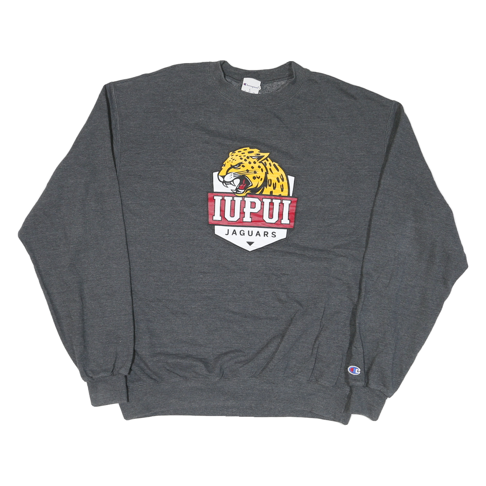 CHAMPION Mens Grey IUPUI Jaguars Crew Neck L Cotton Sweatshirt Pullover