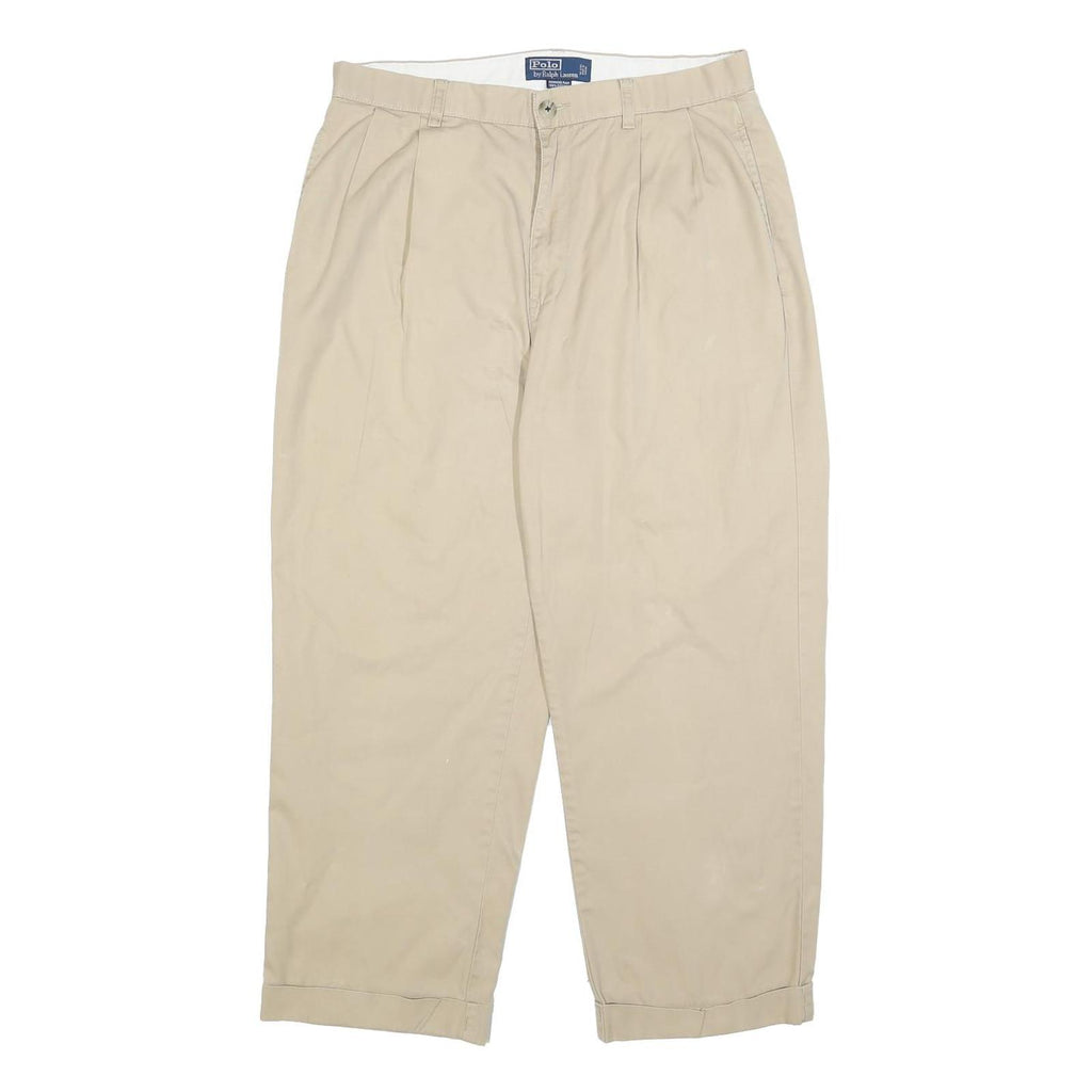 POLO RALPH LAUREN Mens Cotton Beige Relaxed Straight Trousers W33 L25 Casual