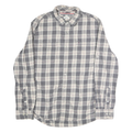 TOMMY HILFIGER Mens Grey & Cream Check Shirt L Cotton Long Sleeve Casual Fashion