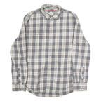 TOMMY HILFIGER Mens Grey & Cream Check Shirt L Cotton Long Sleeve Casual Fashion