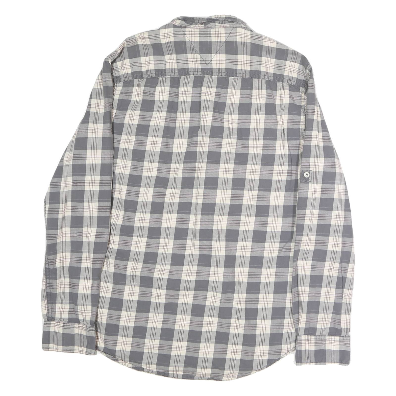 TOMMY HILFIGER Mens Grey & Cream Check Shirt L Cotton Long Sleeve Casual Fashion