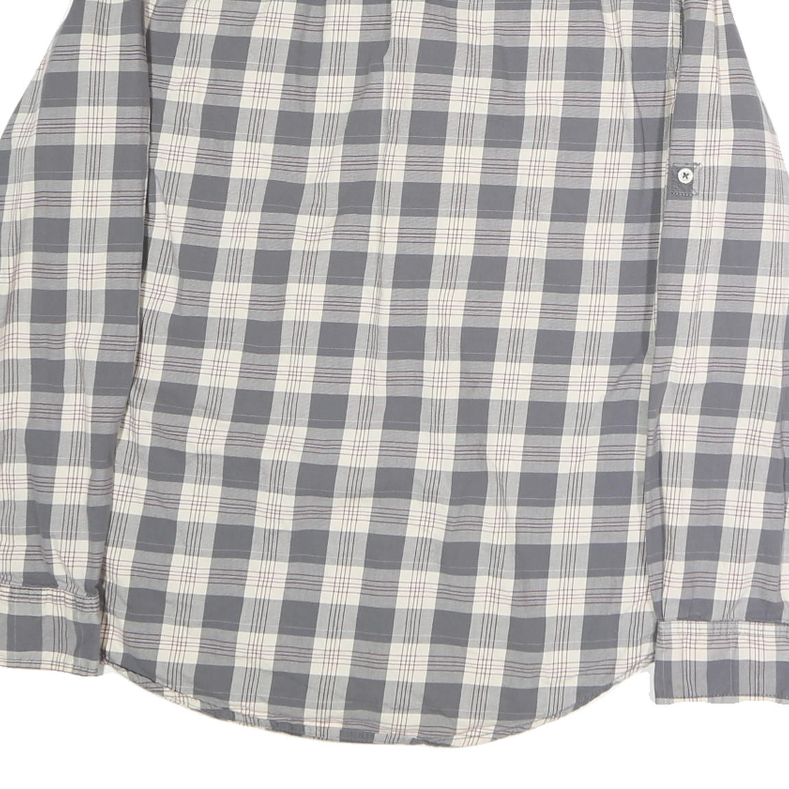 TOMMY HILFIGER Mens Grey & Cream Check Shirt L Cotton Long Sleeve Casual Fashion