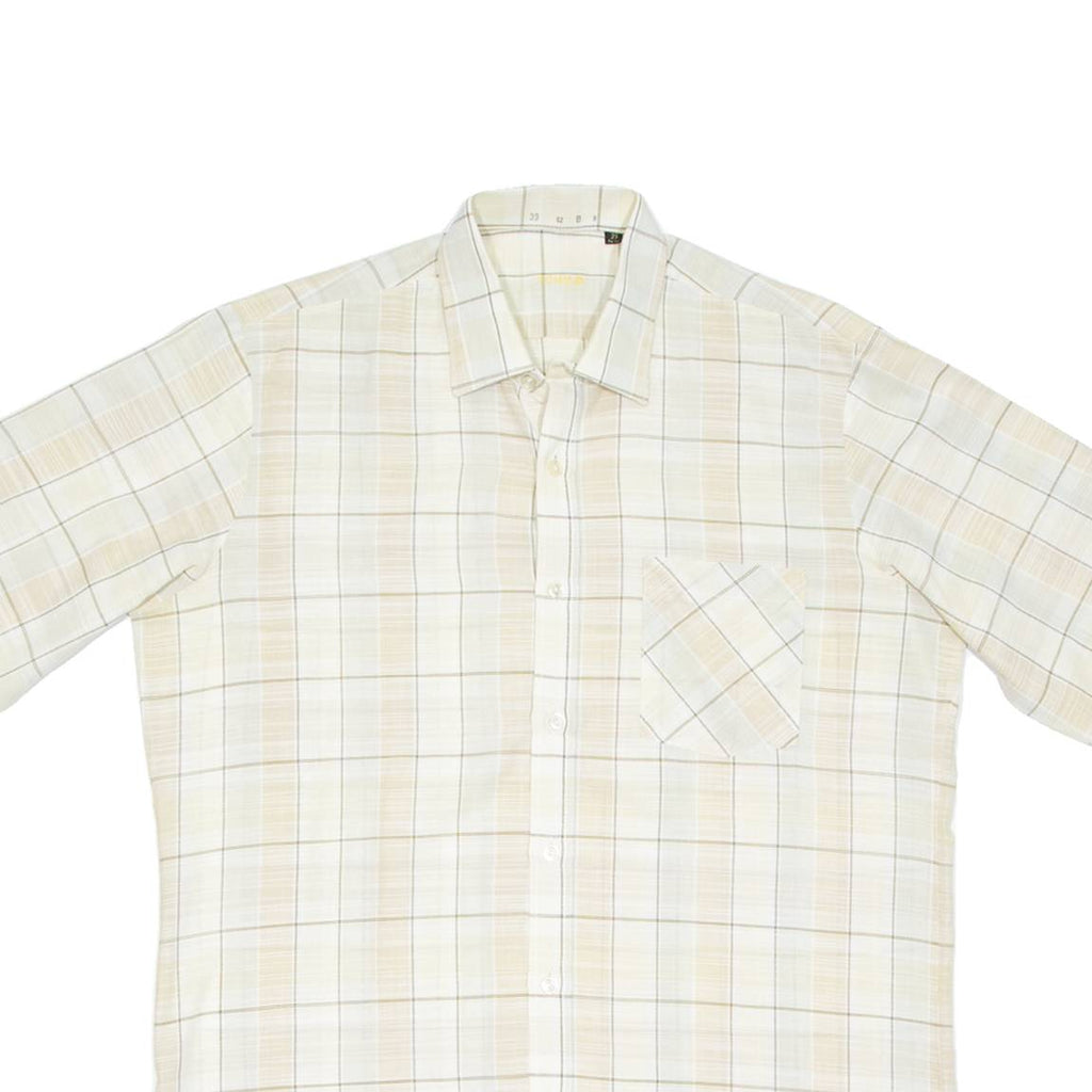 Mens Shirt Beige Check L
