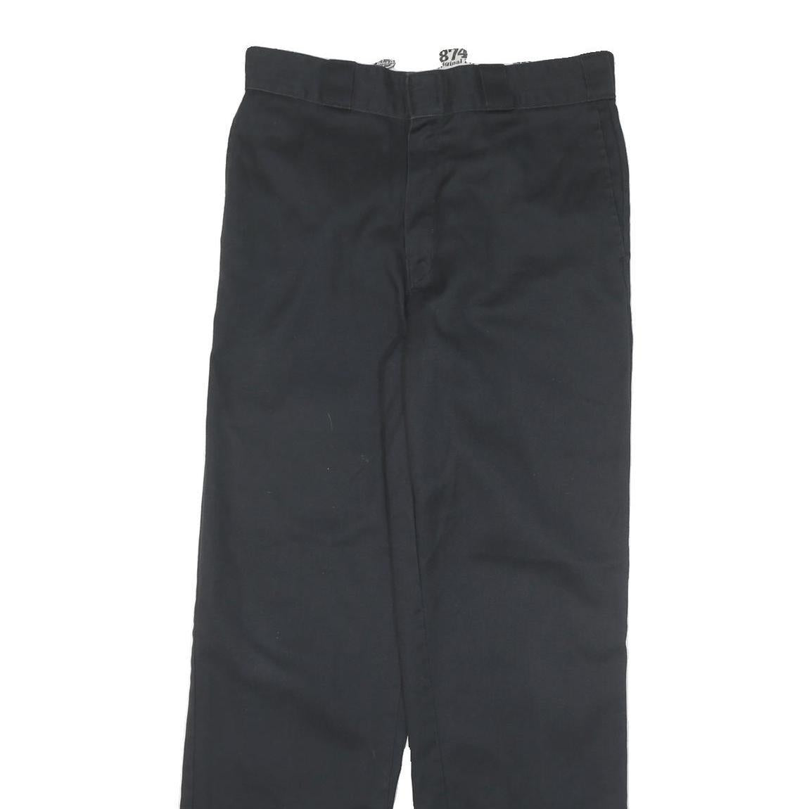 DICKIES Mens Regular Fit Black Cotton Blend Straight Leg Trousers W32 L32