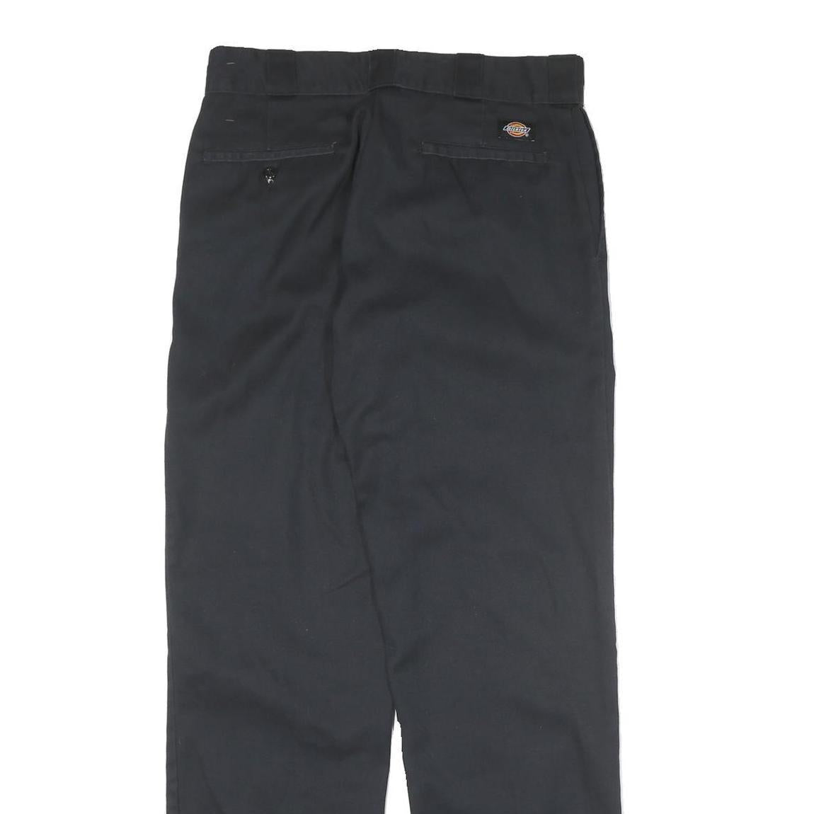DICKIES Mens Regular Fit Black Cotton Blend Straight Leg Trousers W32 L32