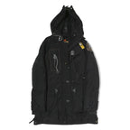 PARAJUMPERS Mens Black Outdoor Jacket S Polyester Zip Hooded Patch Pocket