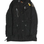 PARAJUMPERS Mens Black Outdoor Jacket S Polyester Zip Hooded Patch Pocket