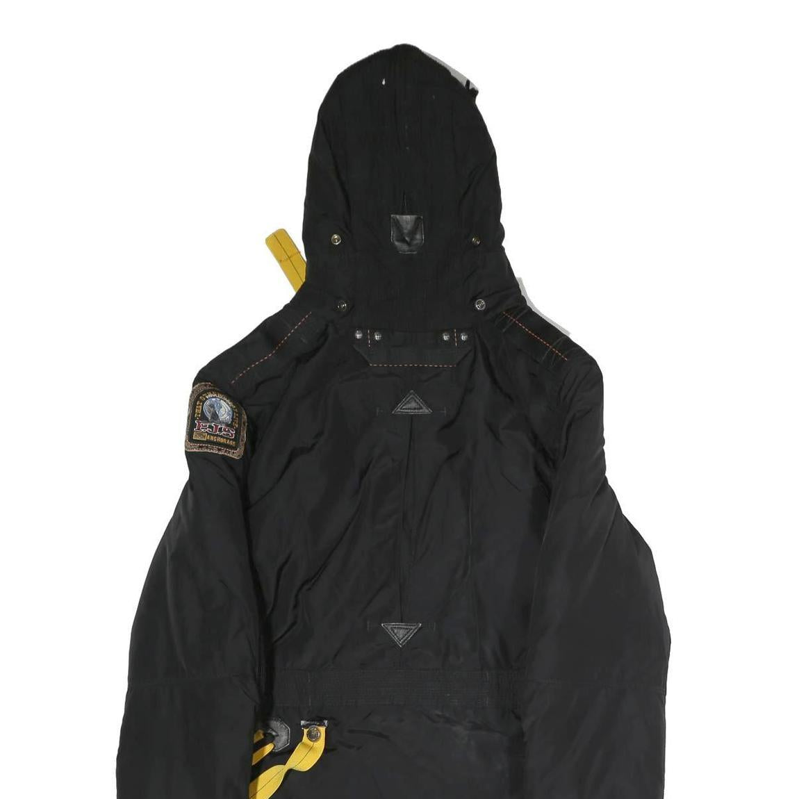 PARAJUMPERS Mens Black Outdoor Jacket S Polyester Zip Hooded Patch Pocket