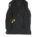 PARAJUMPERS Mens Black Outdoor Jacket S Polyester Zip Hooded Patch Pocket