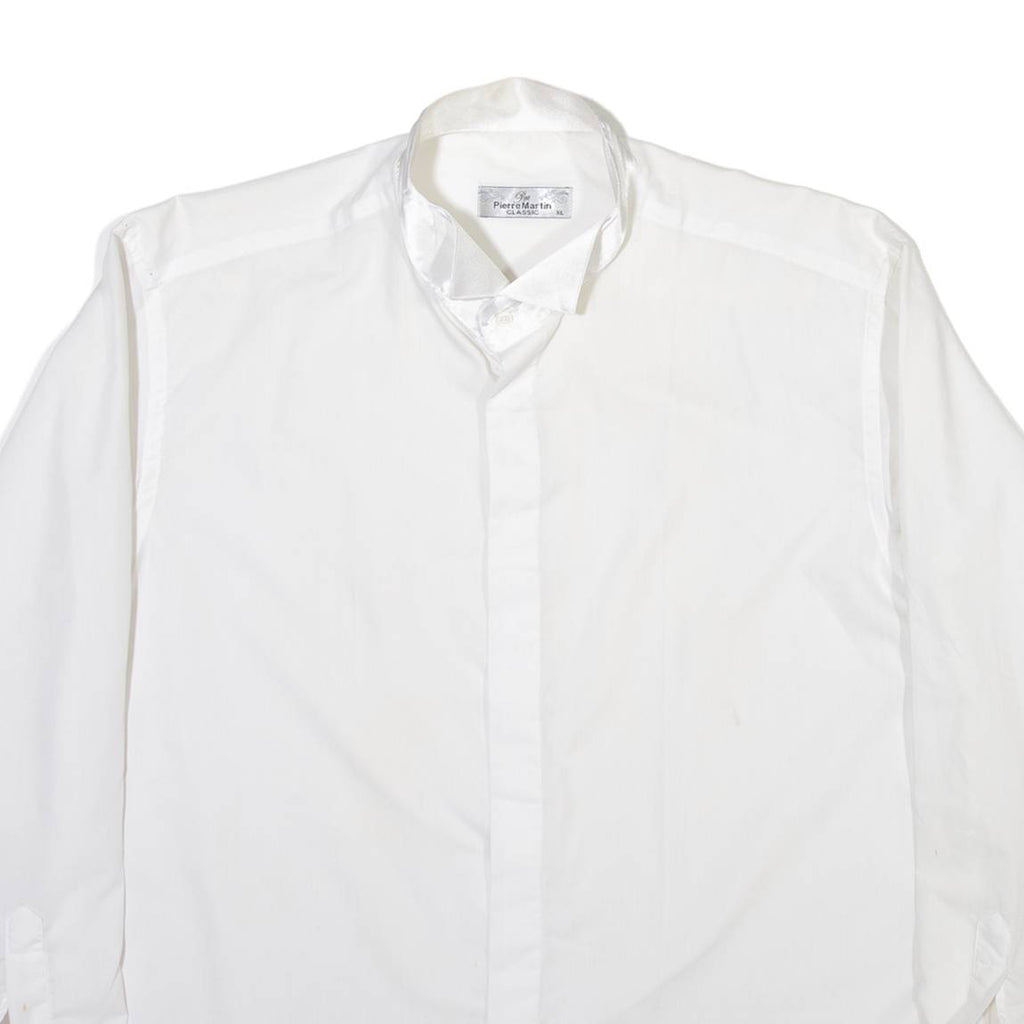 PIERRE MARTIN Mens Plain Shirt White Long Sleeve XL