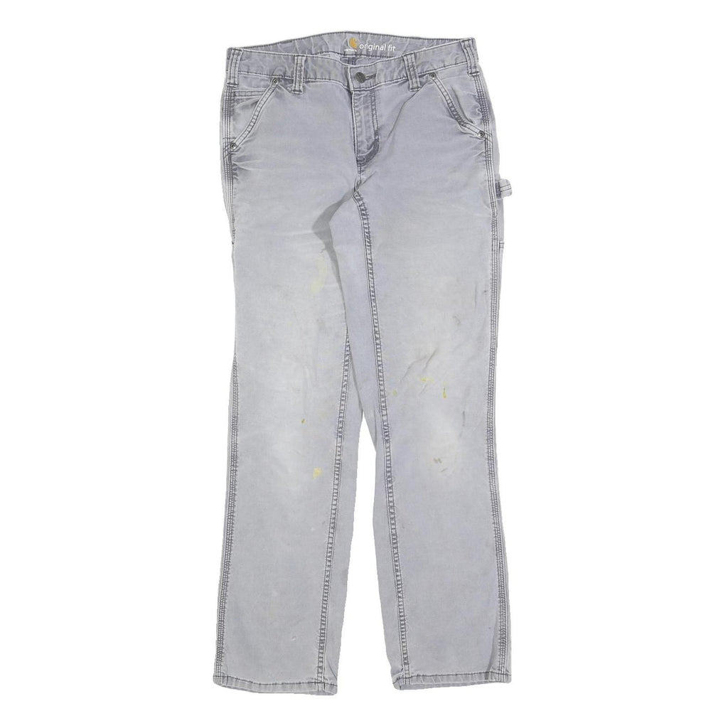 CARHARTT Womens Cotton Blend Slim Grey Workwear Trousers W28 L30 Utility Zip