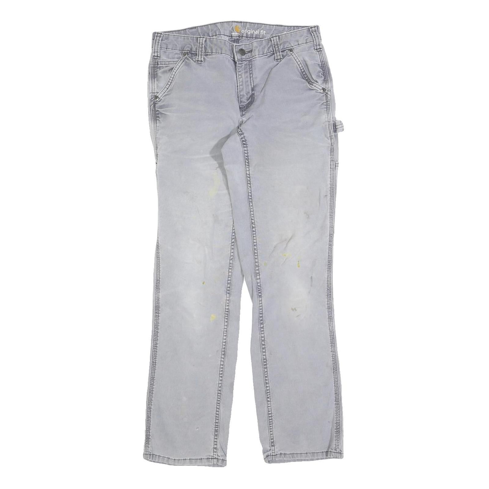 CARHARTT Womens Cotton Blend Slim Grey Workwear Trousers W28 L30 Utility Zip