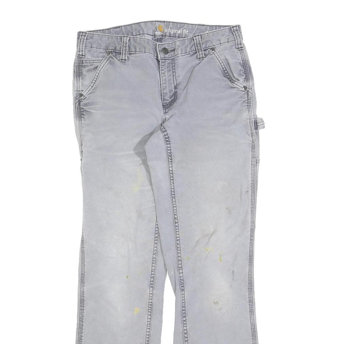 CARHARTT Womens Cotton Blend Slim Grey Workwear Trousers W28 L30 Utility Zip