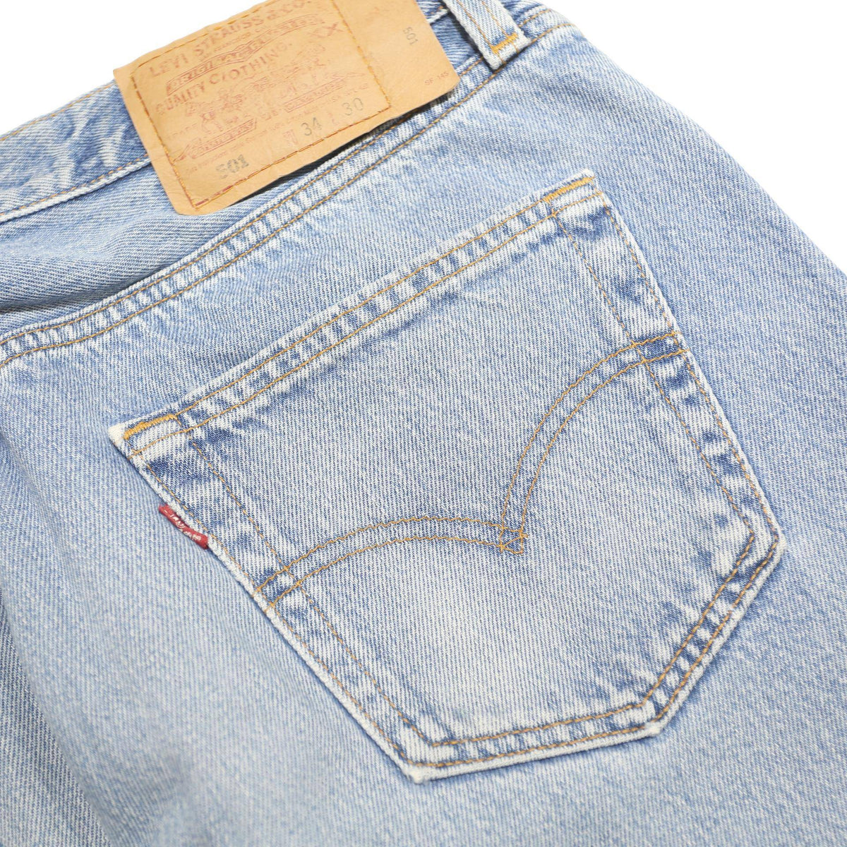 LEVI'S 501 Mens Jeans Blue Regular Straight Denim Light W34 L30 Classic Button