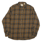 REDHEAD Mens Brown & Black Check Long Sleeve Shirt L Cotton Blend Casual