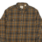 REDHEAD Mens Brown & Black Check Long Sleeve Shirt L Cotton Blend Casual