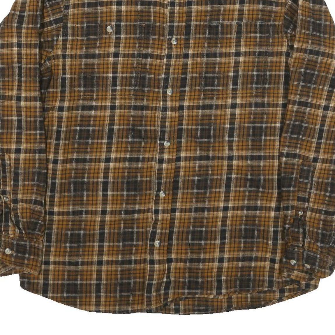 REDHEAD Mens Brown & Black Check Long Sleeve Shirt L Cotton Blend Casual