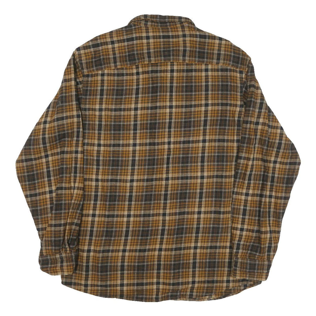 REDHEAD Mens Brown & Black Check Long Sleeve Shirt L Cotton Blend Casual