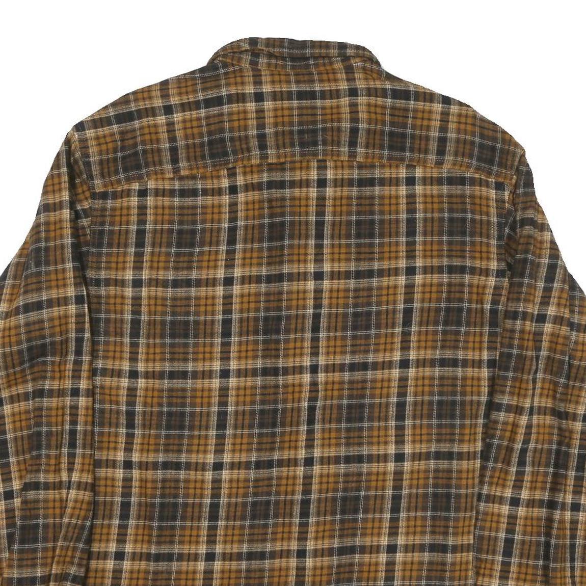 REDHEAD Mens Brown & Black Check Long Sleeve Shirt L Cotton Blend Casual