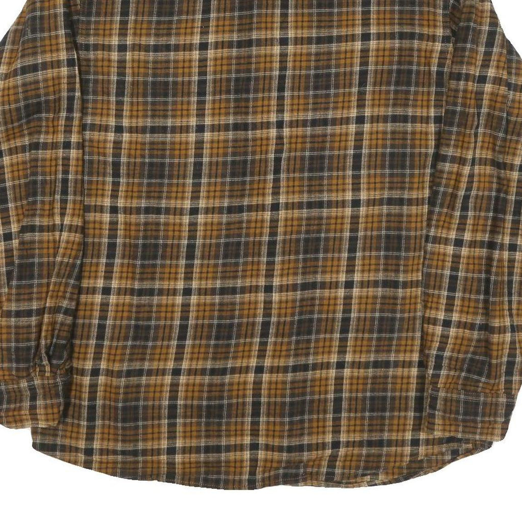 REDHEAD Mens Brown & Black Check Long Sleeve Shirt L Cotton Blend Casual