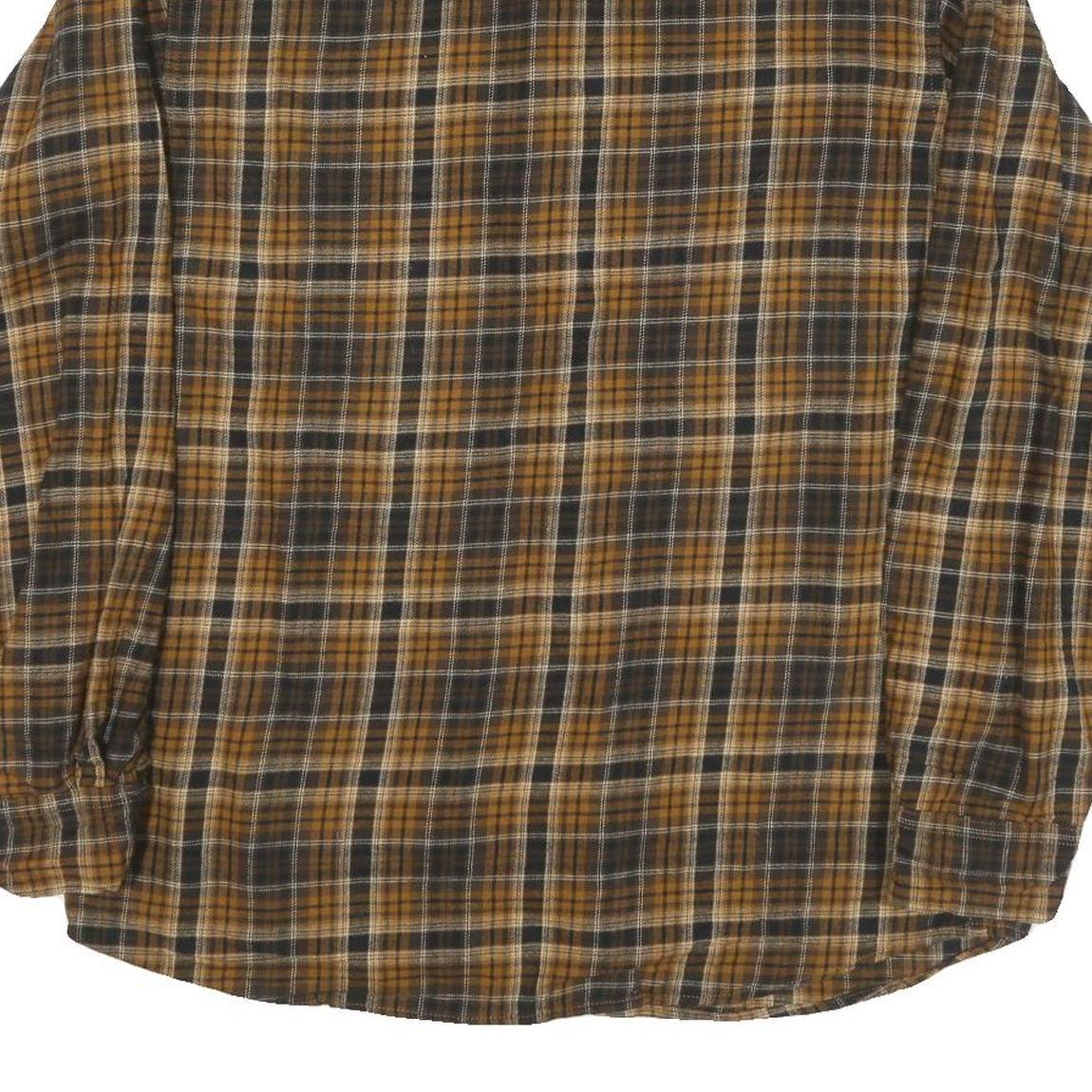 REDHEAD Mens Brown & Black Check Long Sleeve Shirt L Cotton Blend Casual