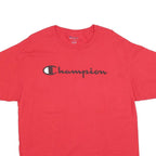 CHAMPION Mens Red Graphic T-Shirt L Short Sleeve Crew Neck Classic Cotton Blend
